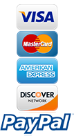 We accept Visa, MasterCard, Amex, Discover and Paypal Credit cards and Paypal